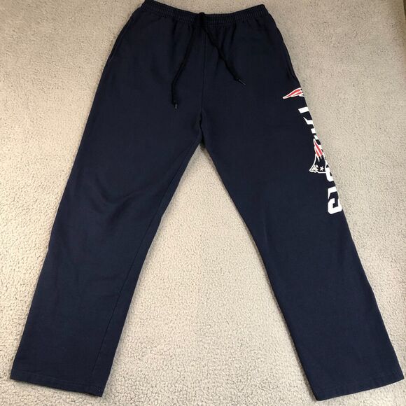 New England Patriots Pants Mens Medium Blue Joggers Sweatpants Logo NFL Football - Picture 1 of 8